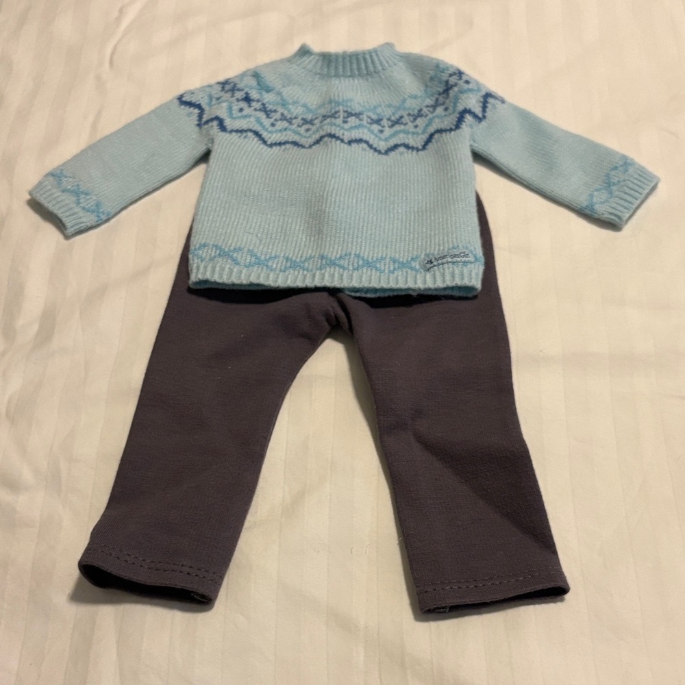 American Girl Blue Sweater and Gray Pants Set